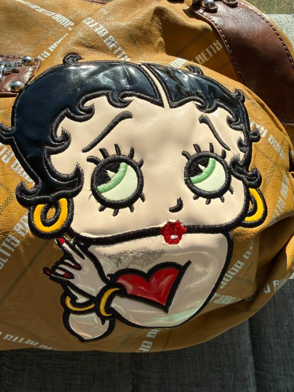 Betty Boop Y2K Mustard Brown Logo Hobo Shoulder Bag Purse - Picture 6 of 16